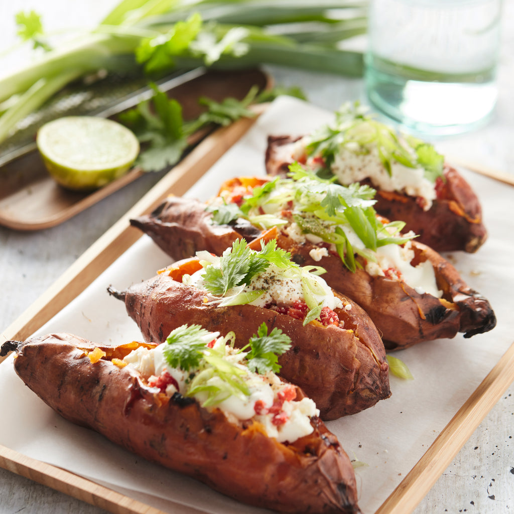 Süßkartoffelgenuss mit Feta und Paprika