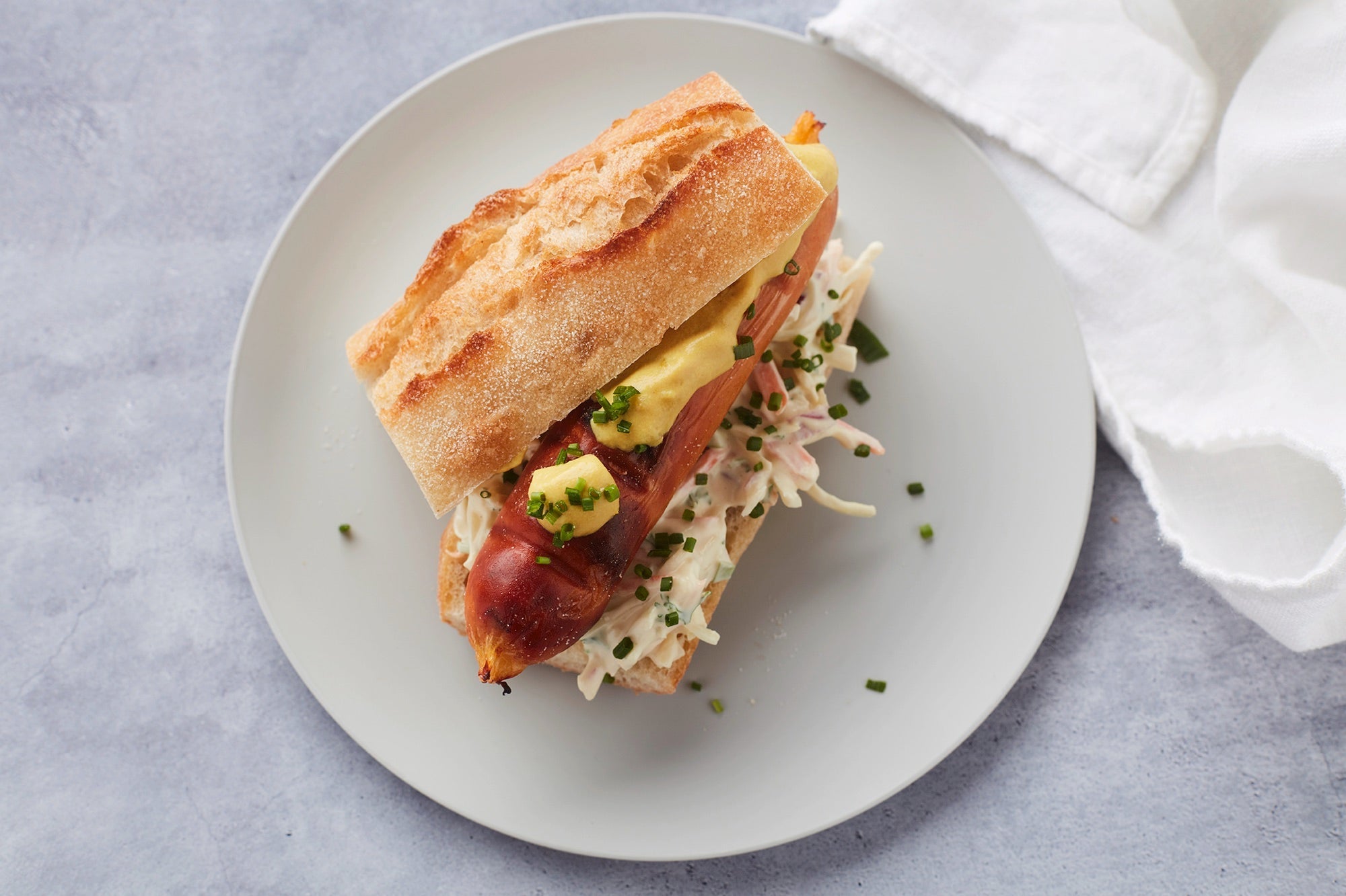 Grilled hot dogs with coleslaw