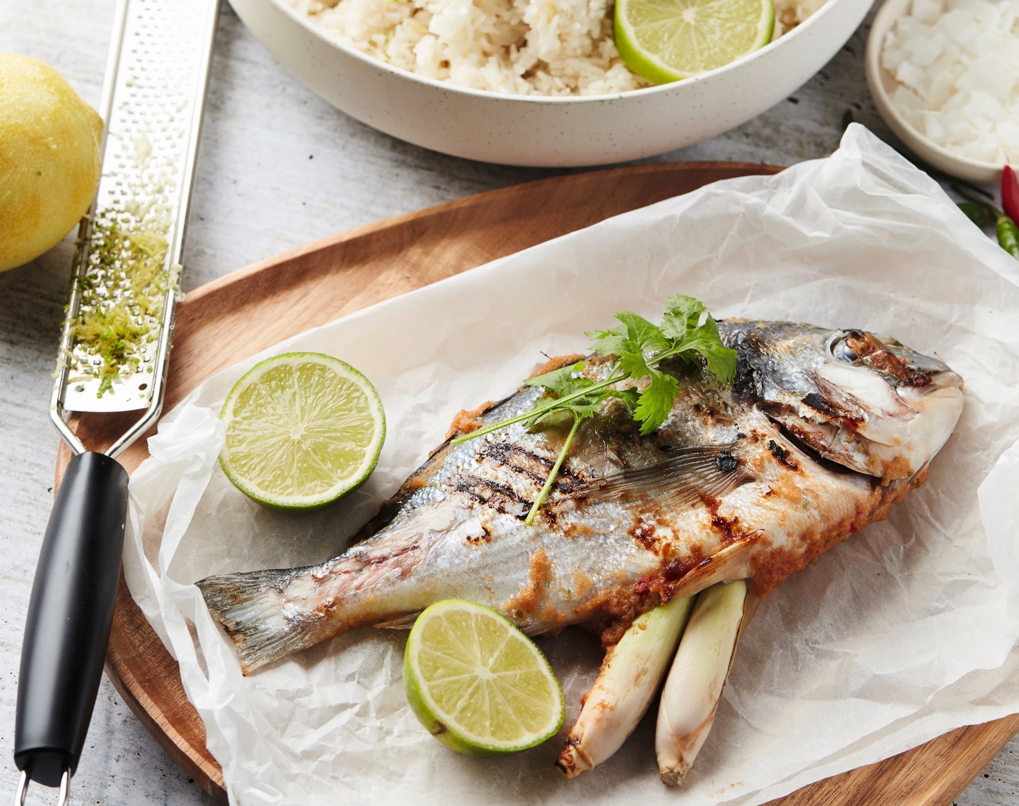 Grilled sea bream