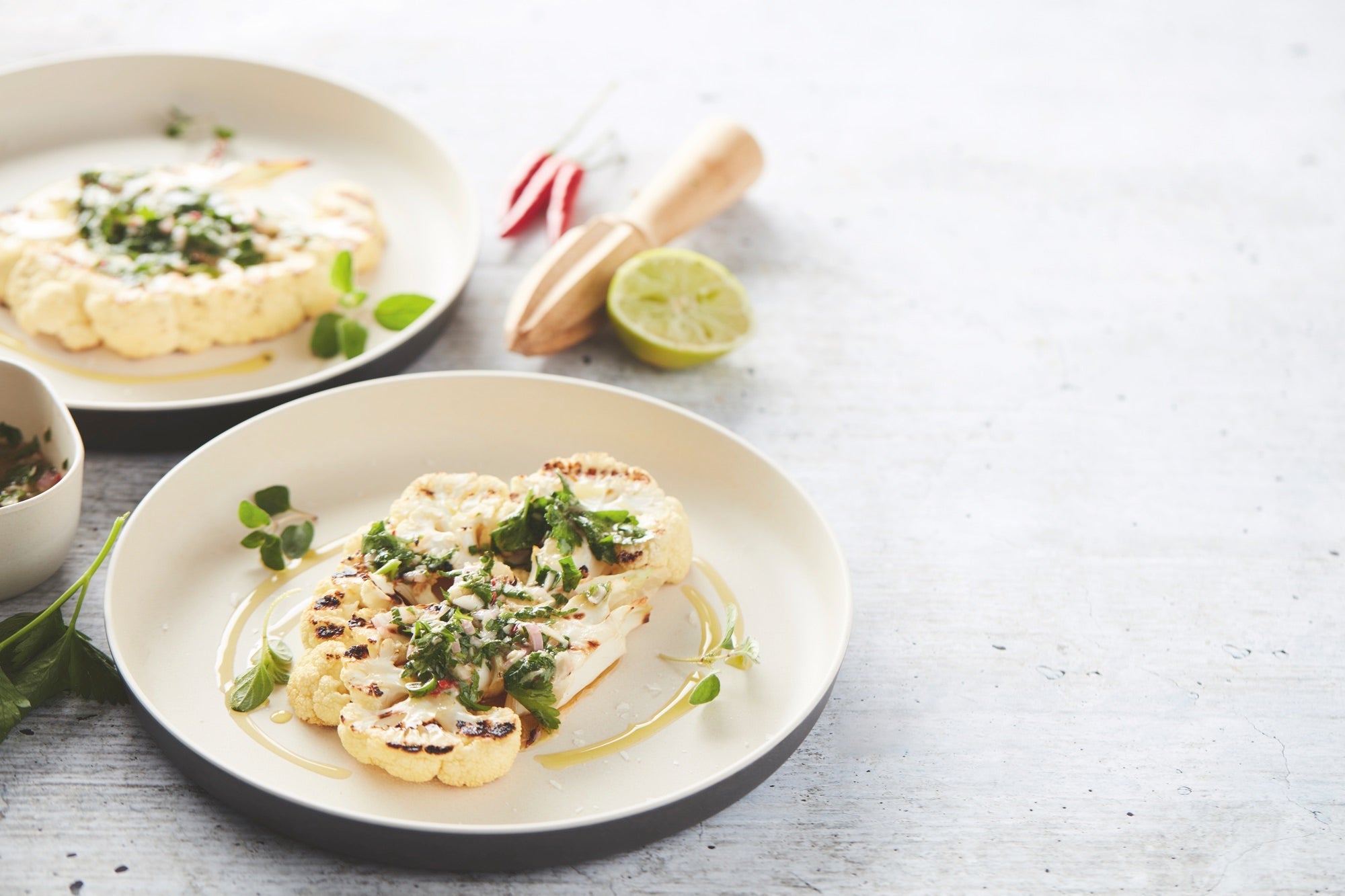Cauliflower steak on the BBQ
