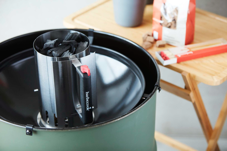 Charcoal starter with safe drop stainless steel