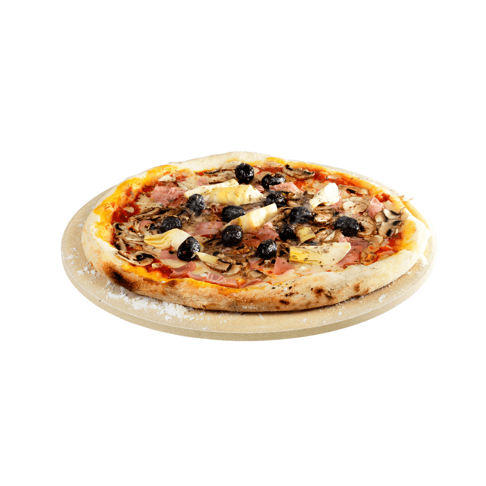 Universal pizza stone made of refractory clay
