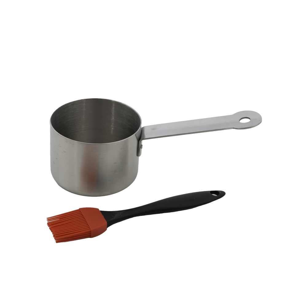 Stainless steel saucepot with brush 23x7.5x10.5cm