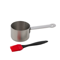 Stainless steel saucepot with brush 23x7.5x10.5cm
